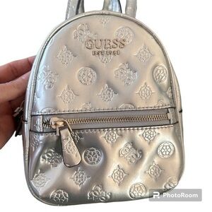 Guess silver mini backpack